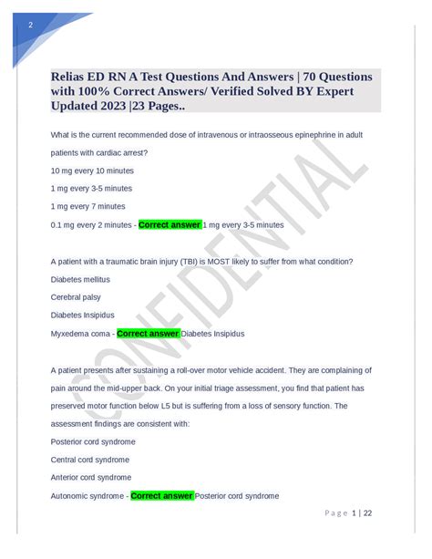 Emergency Department RN Exam Content Outline Exam Objective To measure the overall level of clinical knowledge of the Registered Nurse in the area of the Emergency Department. . Relias ed rn a test answers